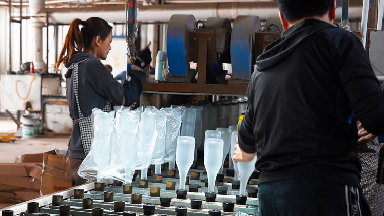 glaseado de botellas de vidrio